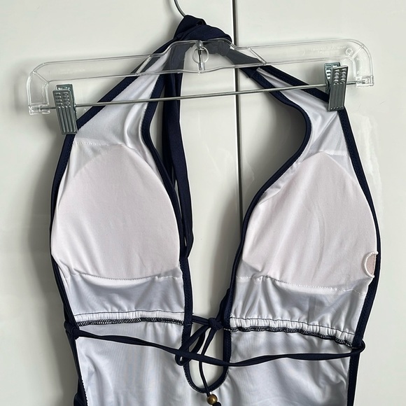 CUPSHE Navy Blue Halter One Piece Swimsuit, Size L - Picture 11 of 15